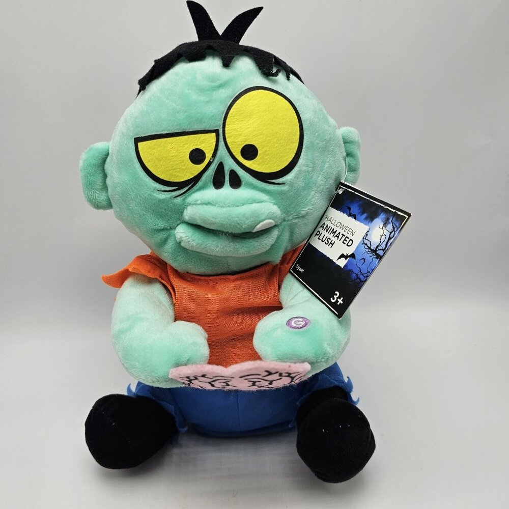 Gemmy Animated Zombie Electronic Moves Sounds Eating Brain Halloween Monster